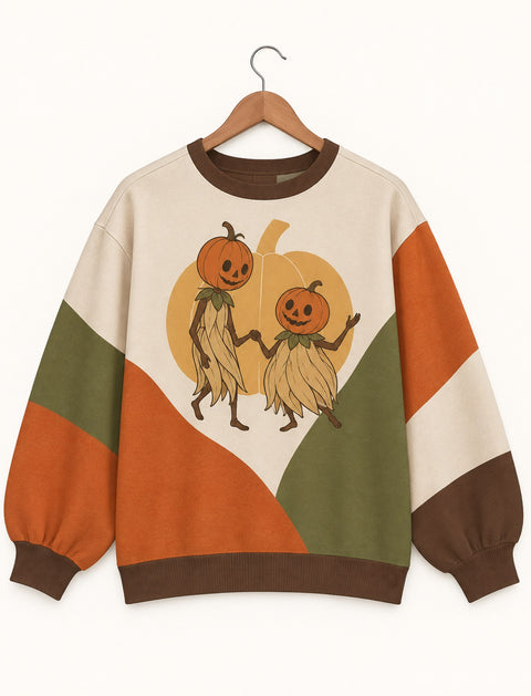 Pumpkin Couple Halloween all-over print sweatshirt