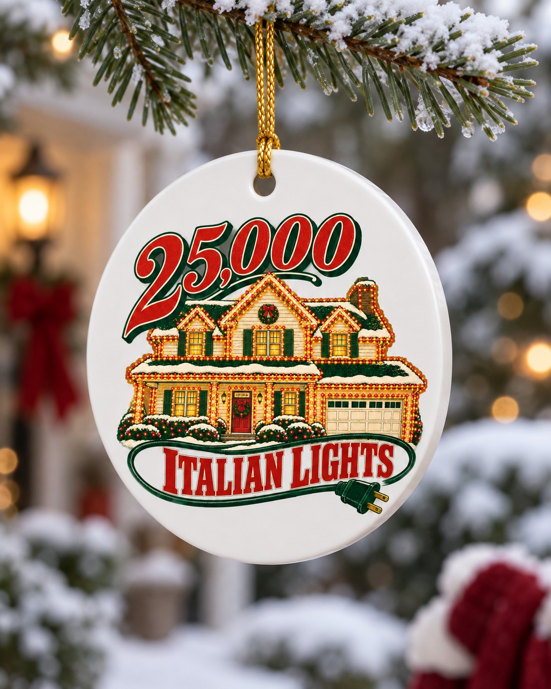 Italian Lights House Ceramic Ornament design detail