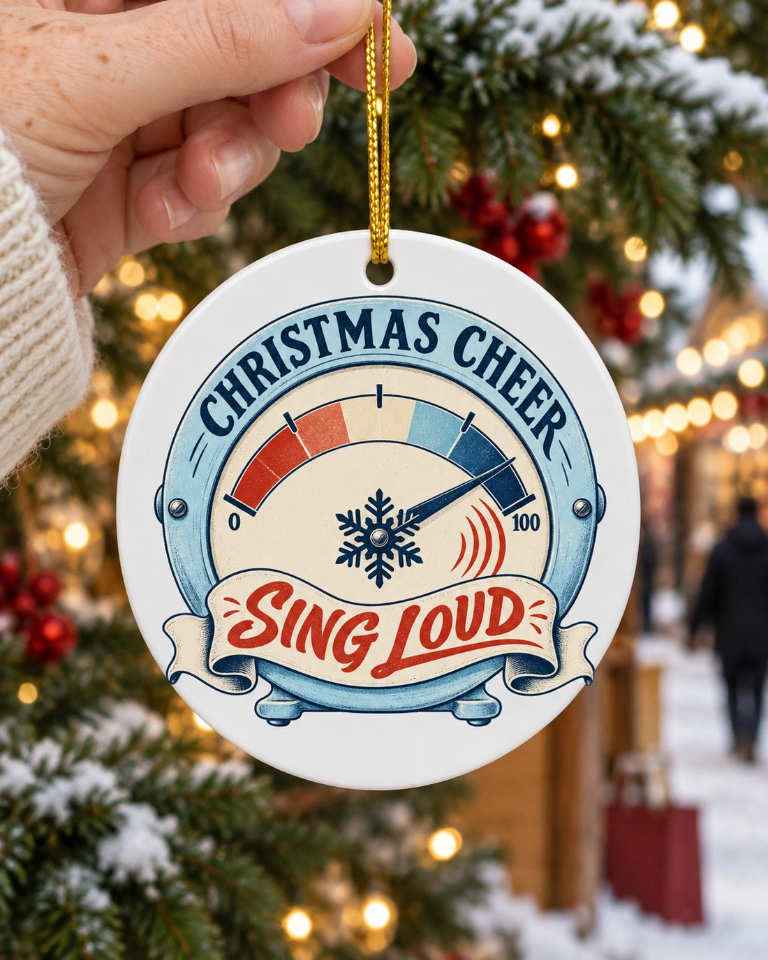 Christmas Cheer Gauge Ceramic Ornament main photo