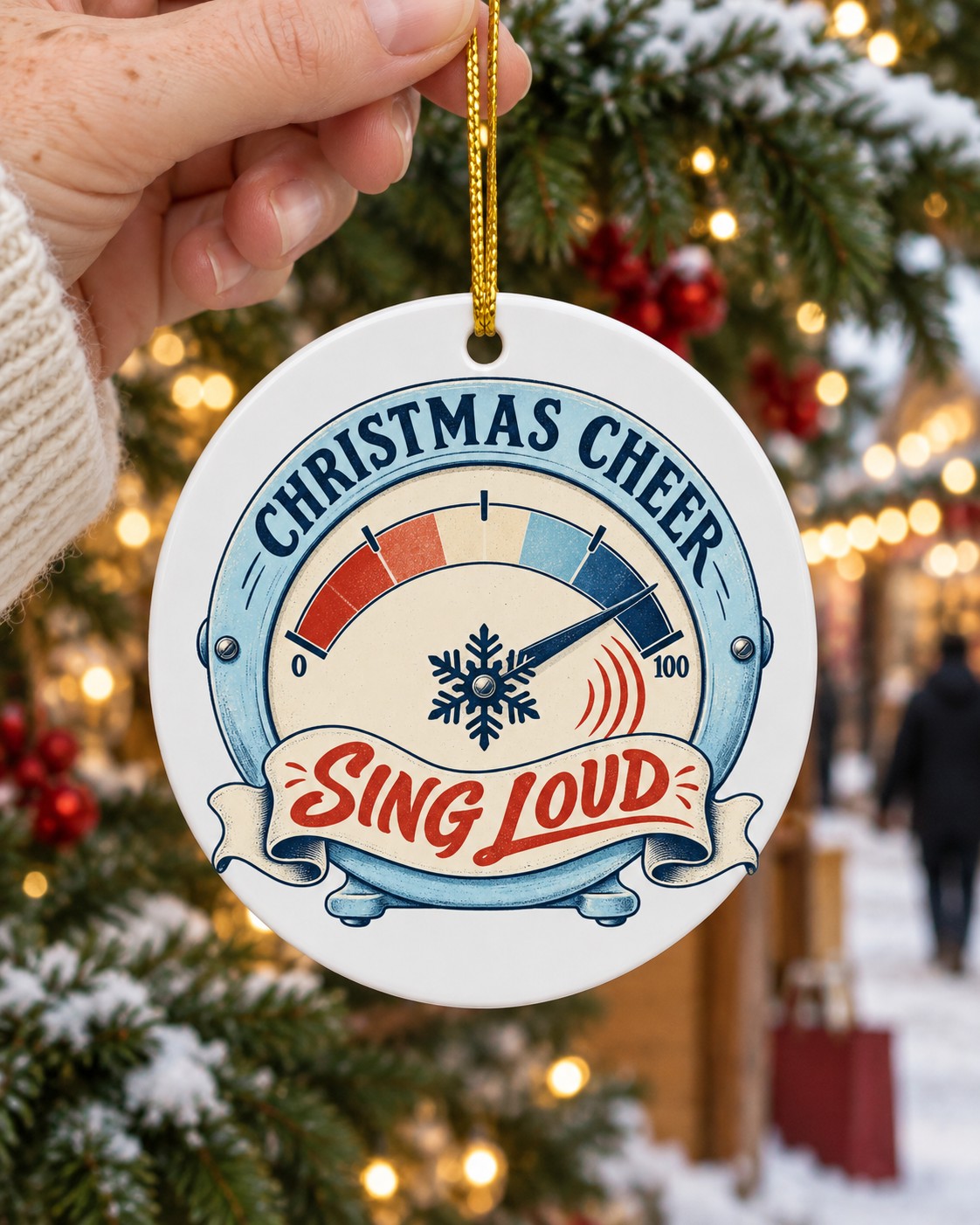 Christmas Cheer Gauge Ceramic Ornament main photo