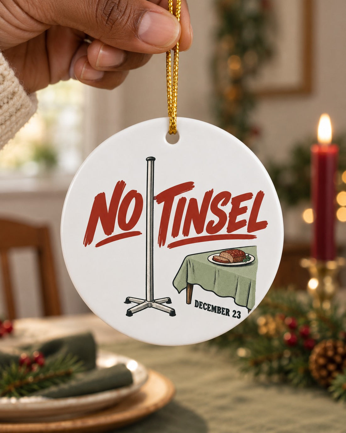 No Tinsel Pole Ceramic Ornament main photo