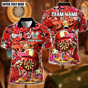 Personalized Dart Polo Shirt, Graffiti Ice Cream Drip Multicolor Polo Shirt