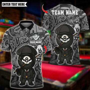 Personalized Billiard Graffiti Street Art 8 Ball Face Your Fear Multicolor Polo Shirt