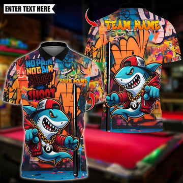 Personalized Billiard Shark Graffiti Shut Up And Shoot Multicolor Polo Shirt