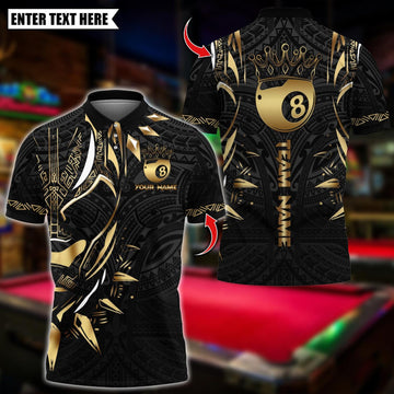 Personalized Billiard Golden 8 Ball Royal Design Multicolor Polo Shirt