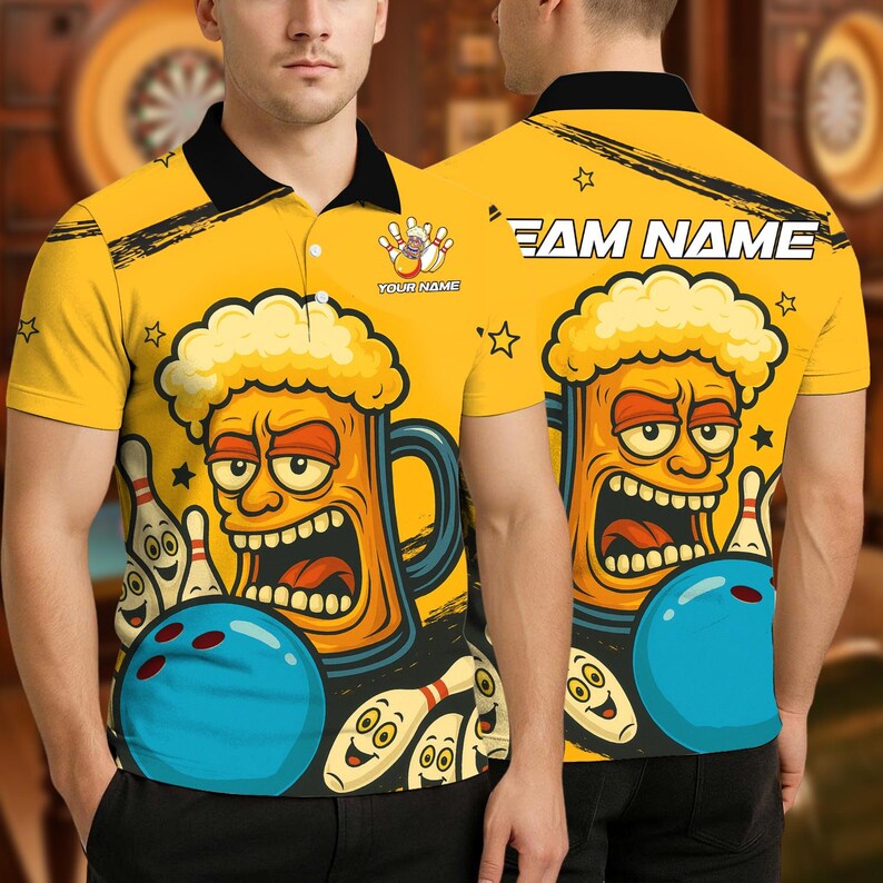 Personalized Beer With Bowling Polo Shirt
