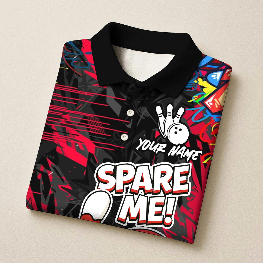 Personalized Bowling Spare Me Multicolor Polo Shirt