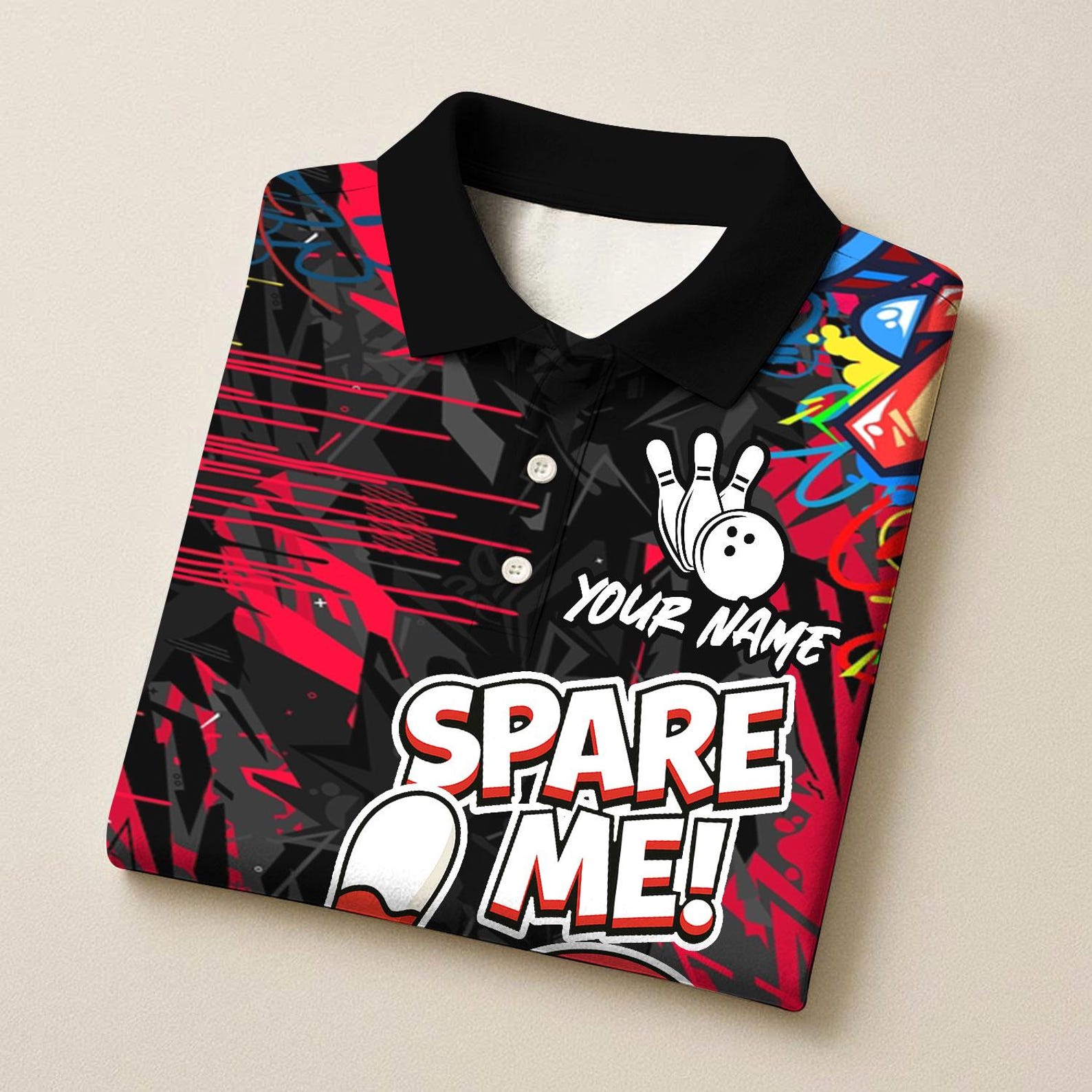 Personalized Bowling Spare Me Multicolor Polo Shirt
