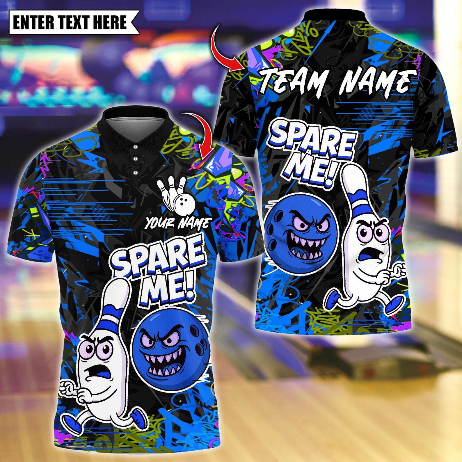 Personalized Bowling Spare Me Multicolor Polo Shirt