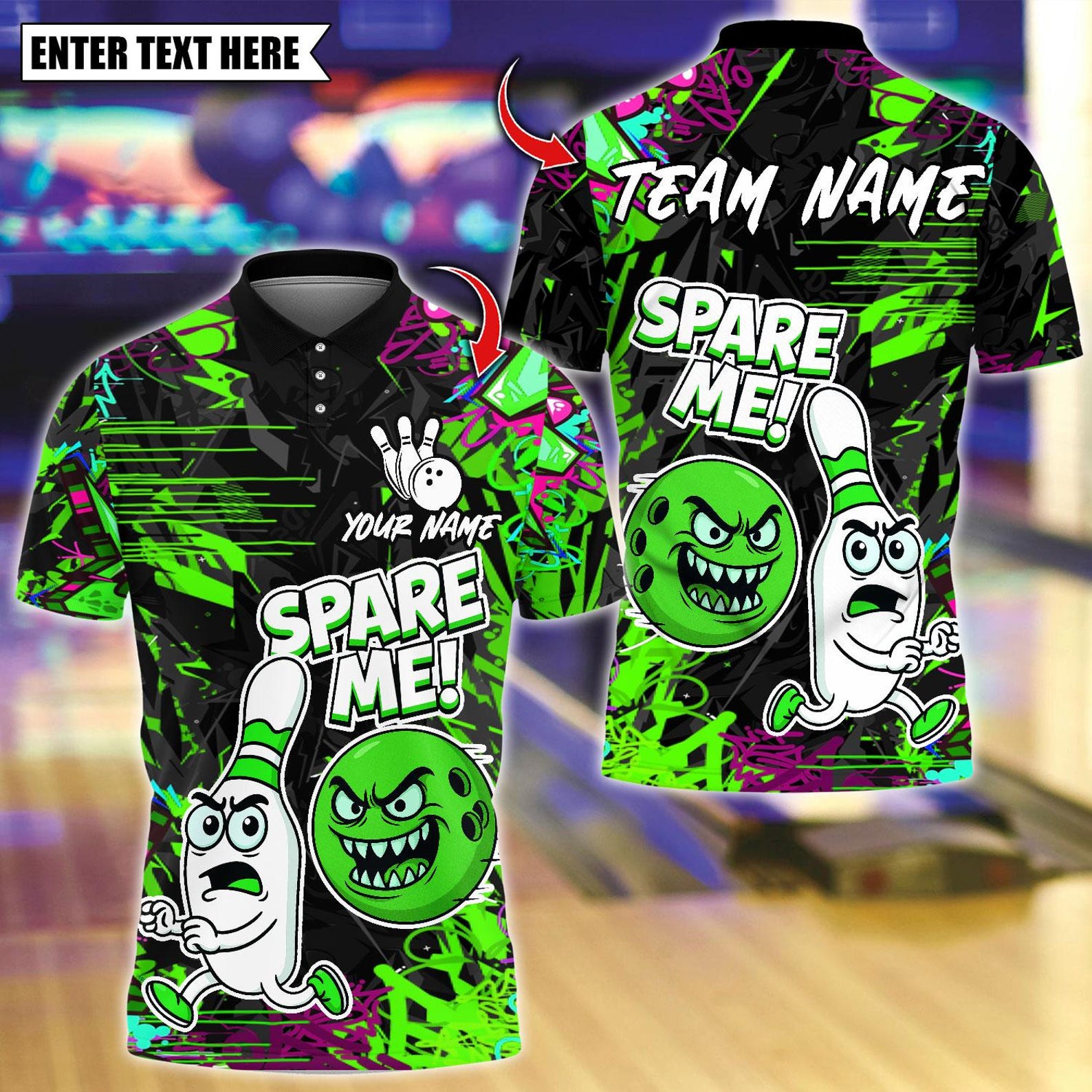 Personalized Bowling Spare Me Multicolor Polo Shirt