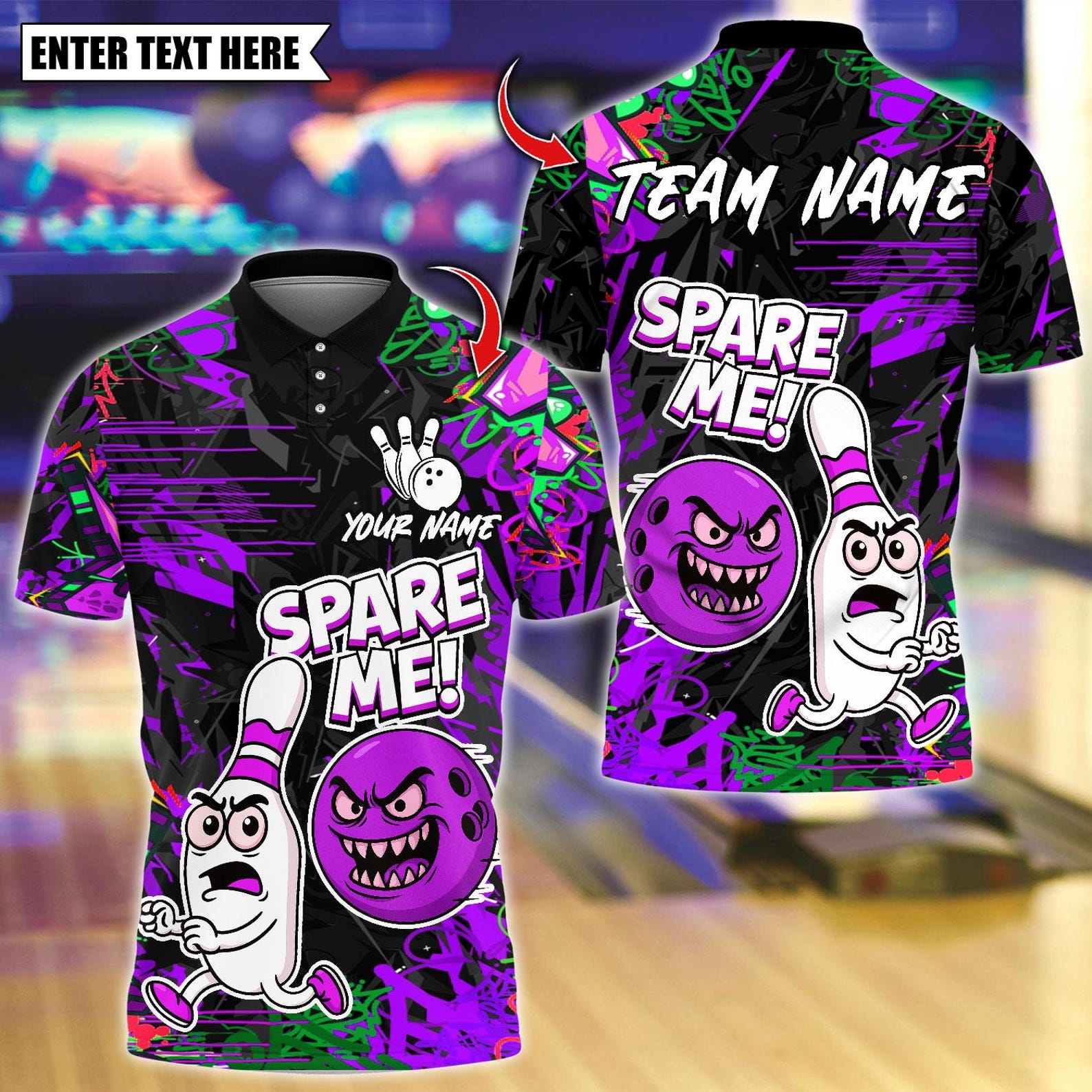 Personalized Bowling Spare Me Multicolor Polo Shirt