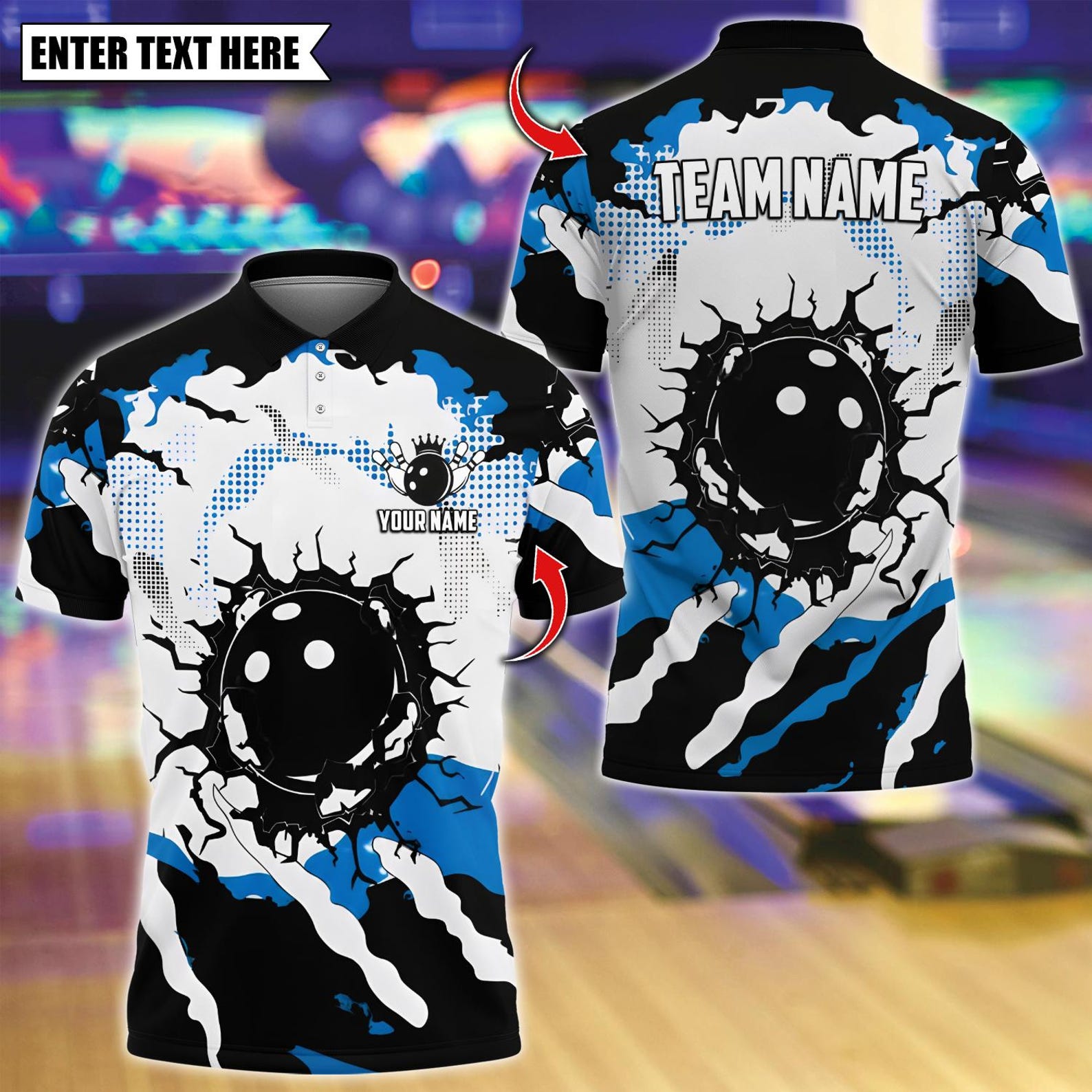 Personalized Bowling Crack Design Multicolor Polo Shirt