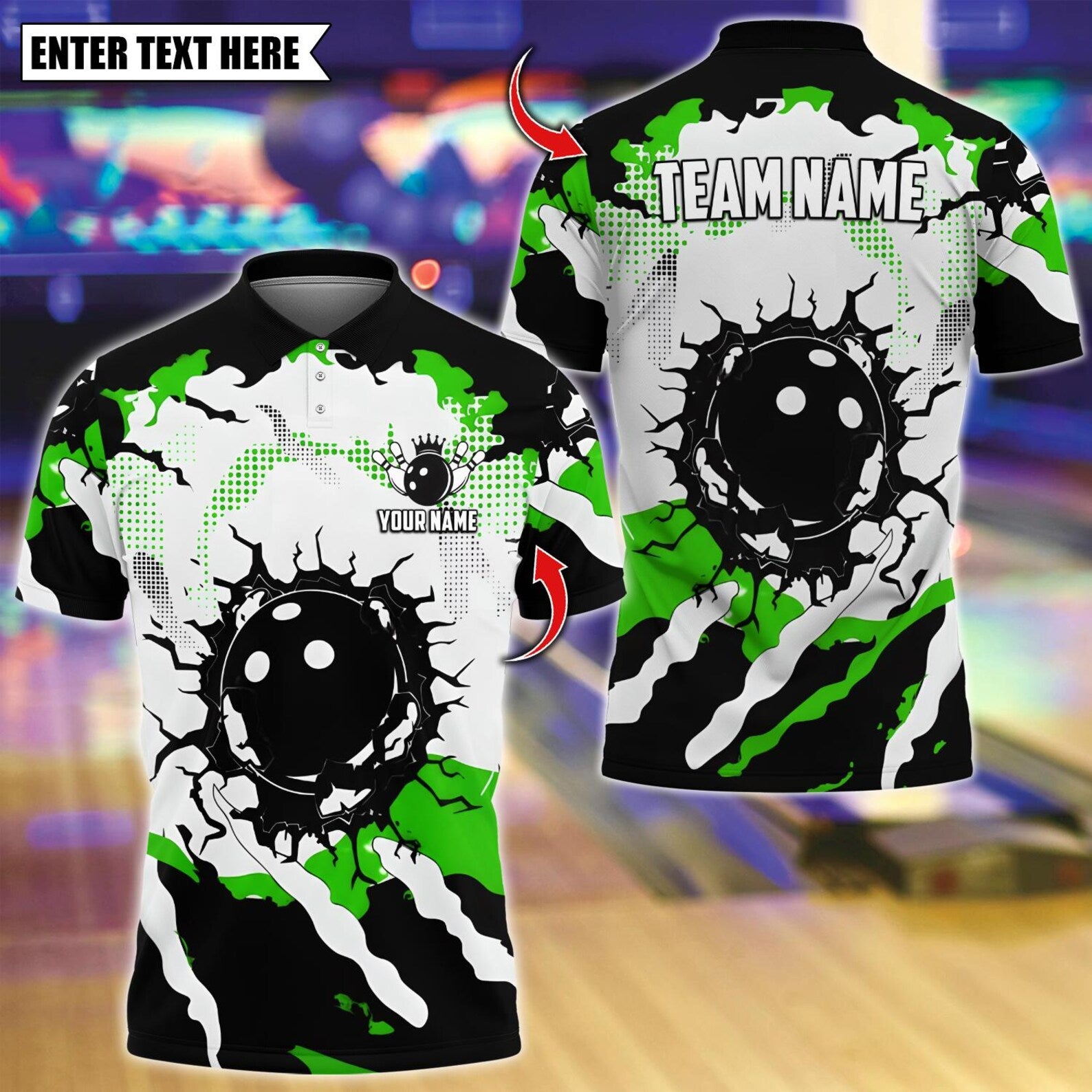 Personalized Bowling Crack Design Multicolor Polo Shirt