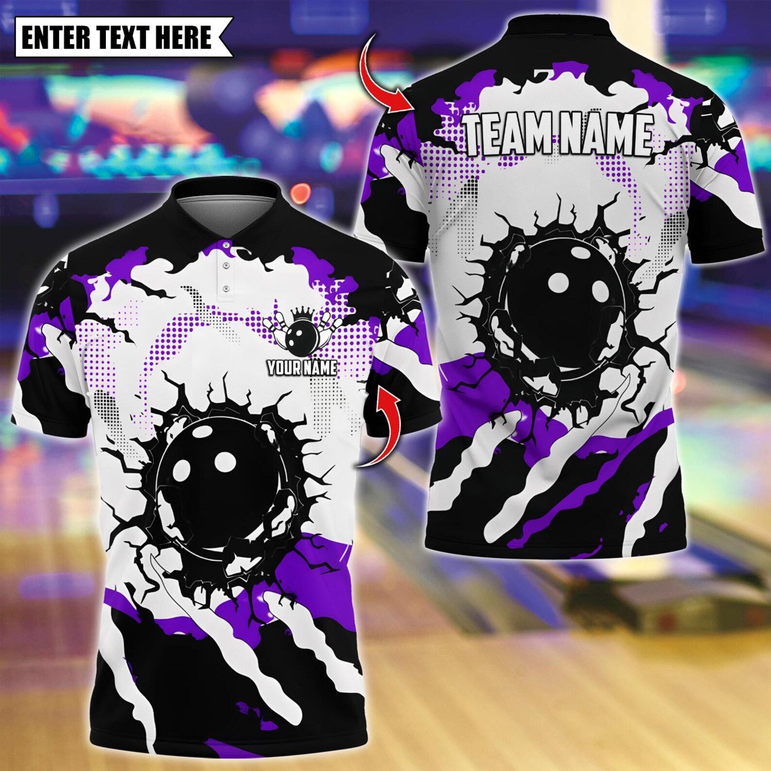 Personalized Bowling Crack Design Multicolor Polo Shirt