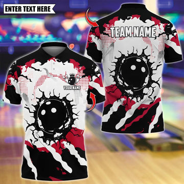 Personalized Bowling Crack Design Multicolor Polo Shirt