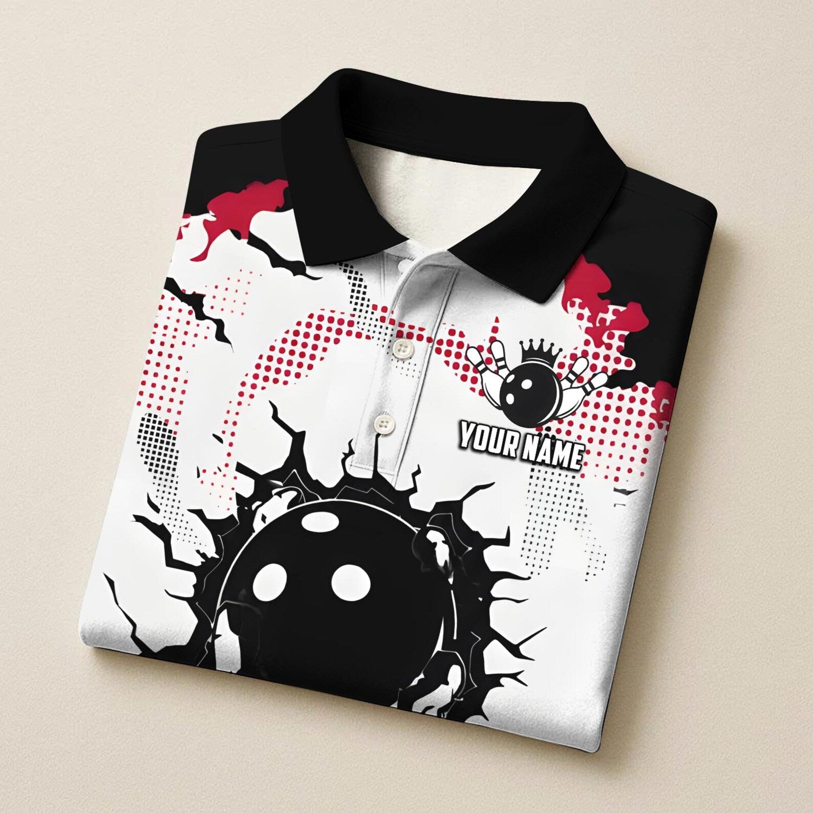 Personalized Bowling Crack Design Multicolor Polo Shirt