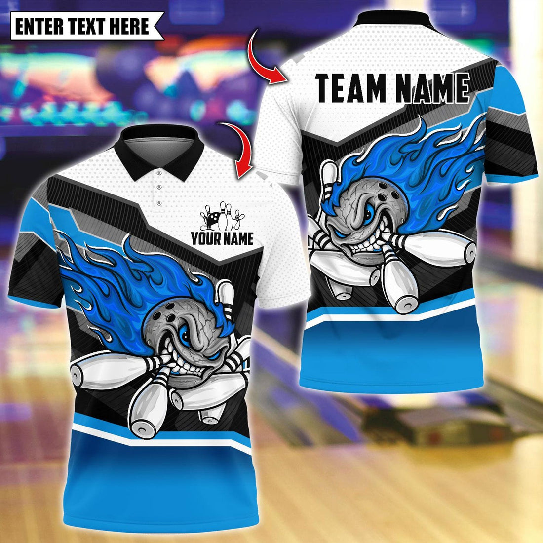 Personalized Bowling Flaming Angry Multicolor Polo Shirt
