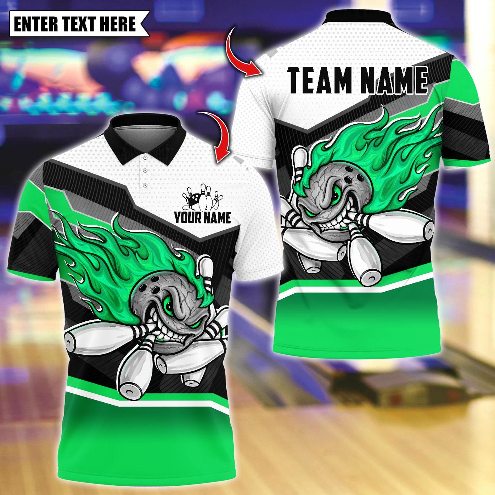 Personalized Bowling Flaming Angry Multicolor Polo Shirt