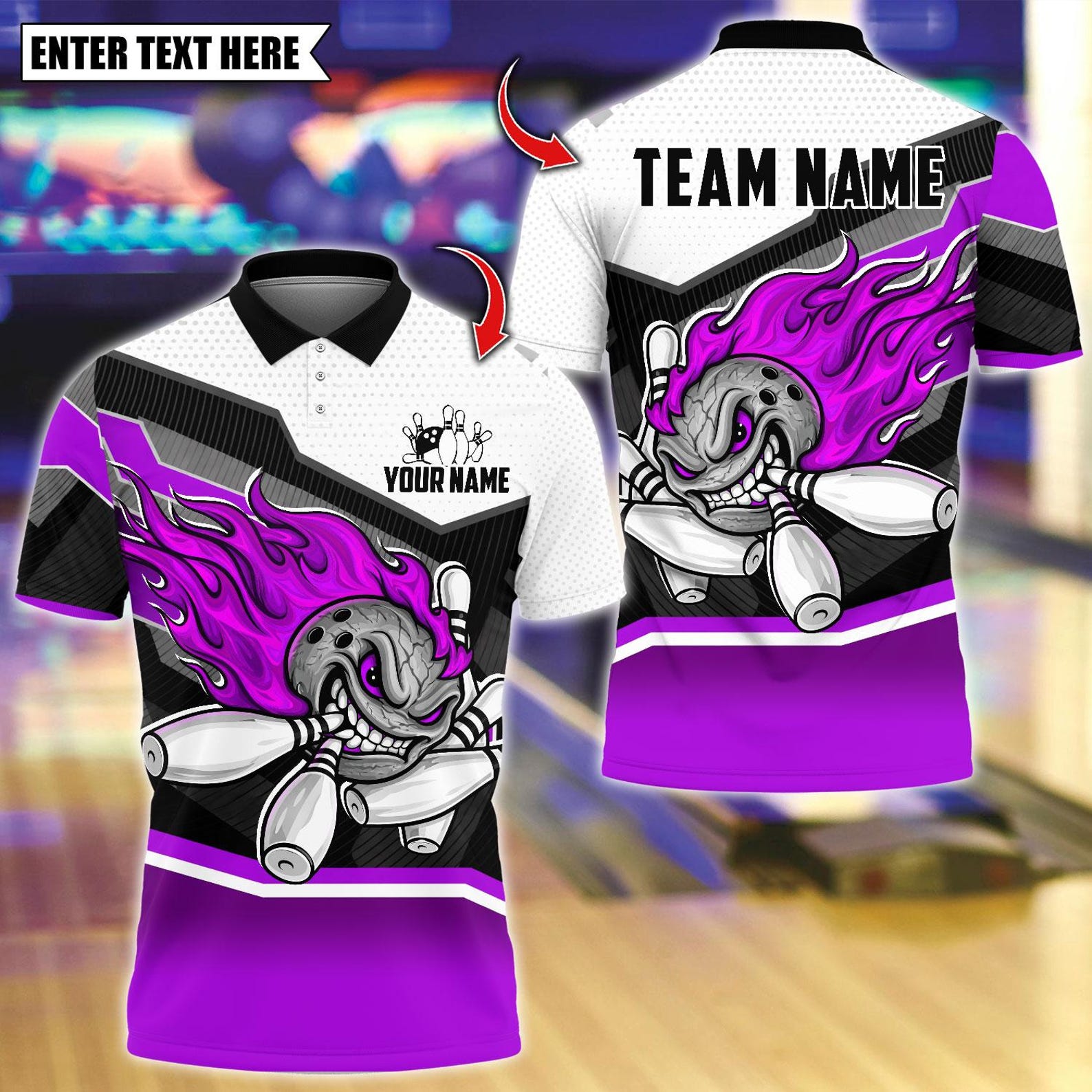 Personalized Bowling Flaming Angry Multicolor Polo Shirt