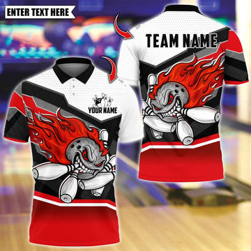 Personalized Bowling Flaming Angry Multicolor Polo Shirt