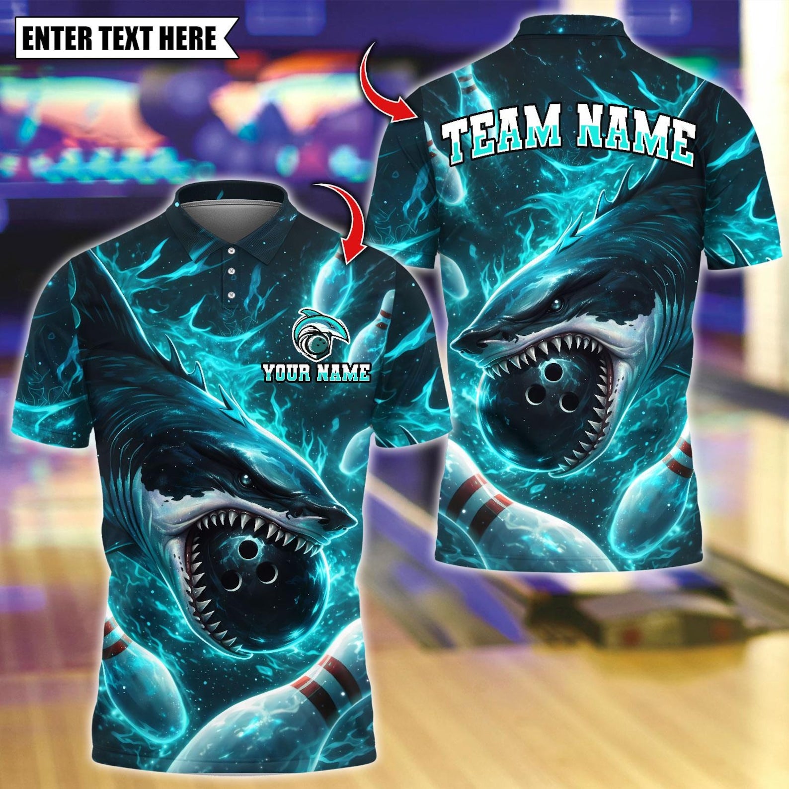 Personalized Bowling Shark Do Do Do Multicolor Polo Shirt