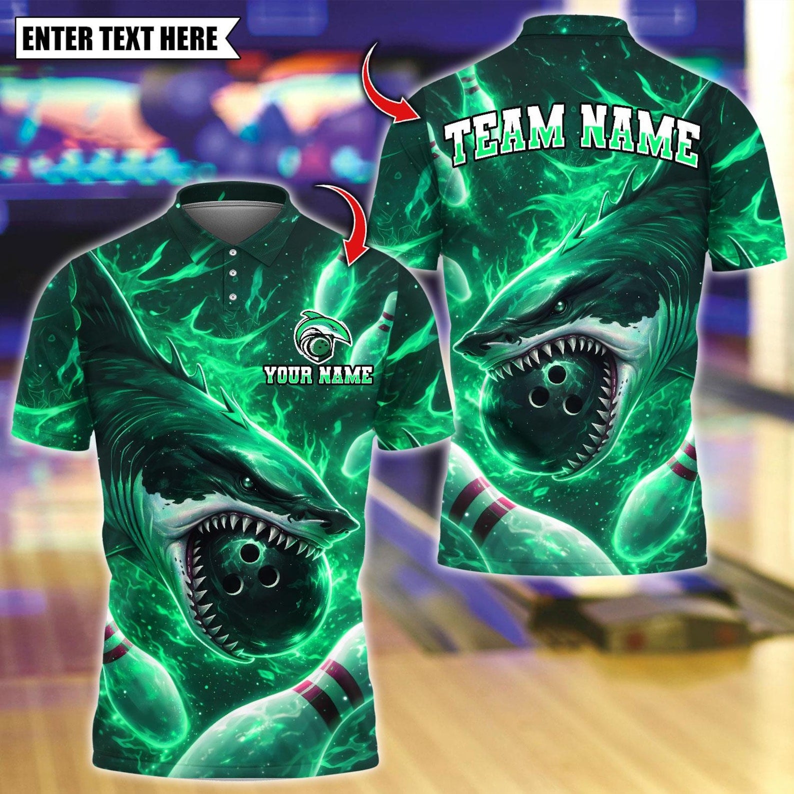 Personalized Bowling Shark Do Do Do Multicolor Polo Shirt