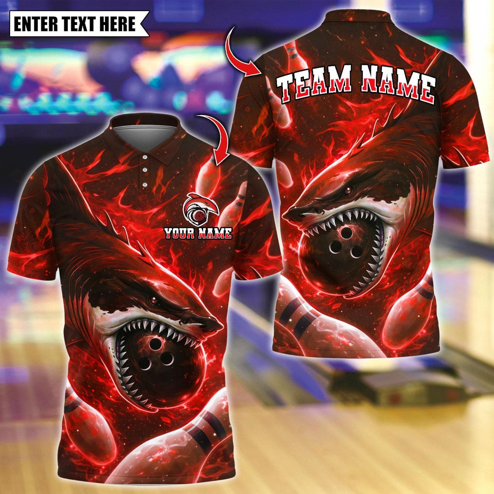 Personalized Bowling Shark Do Do Do Multicolor Polo Shirt