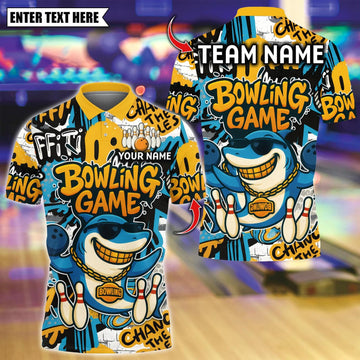 Personalized Bowling Funny Shark Graffiti Multicolor Polo Shirt