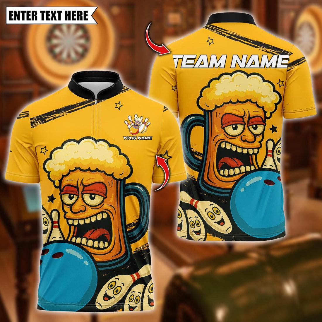 Personalized Beer With Bowling Polo Shirt