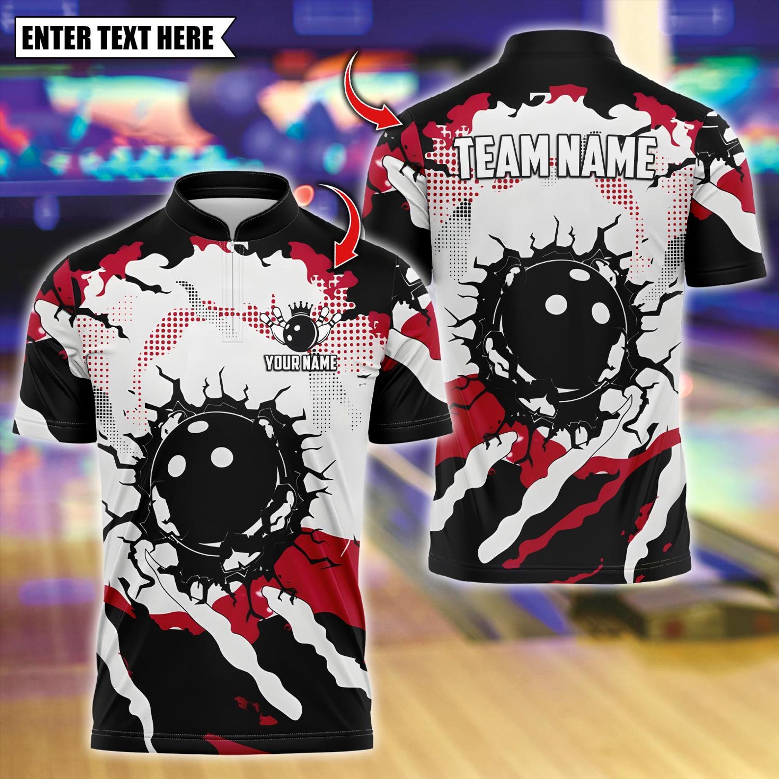 Personalized Bowling Crack Design Multicolor Polo Shirt