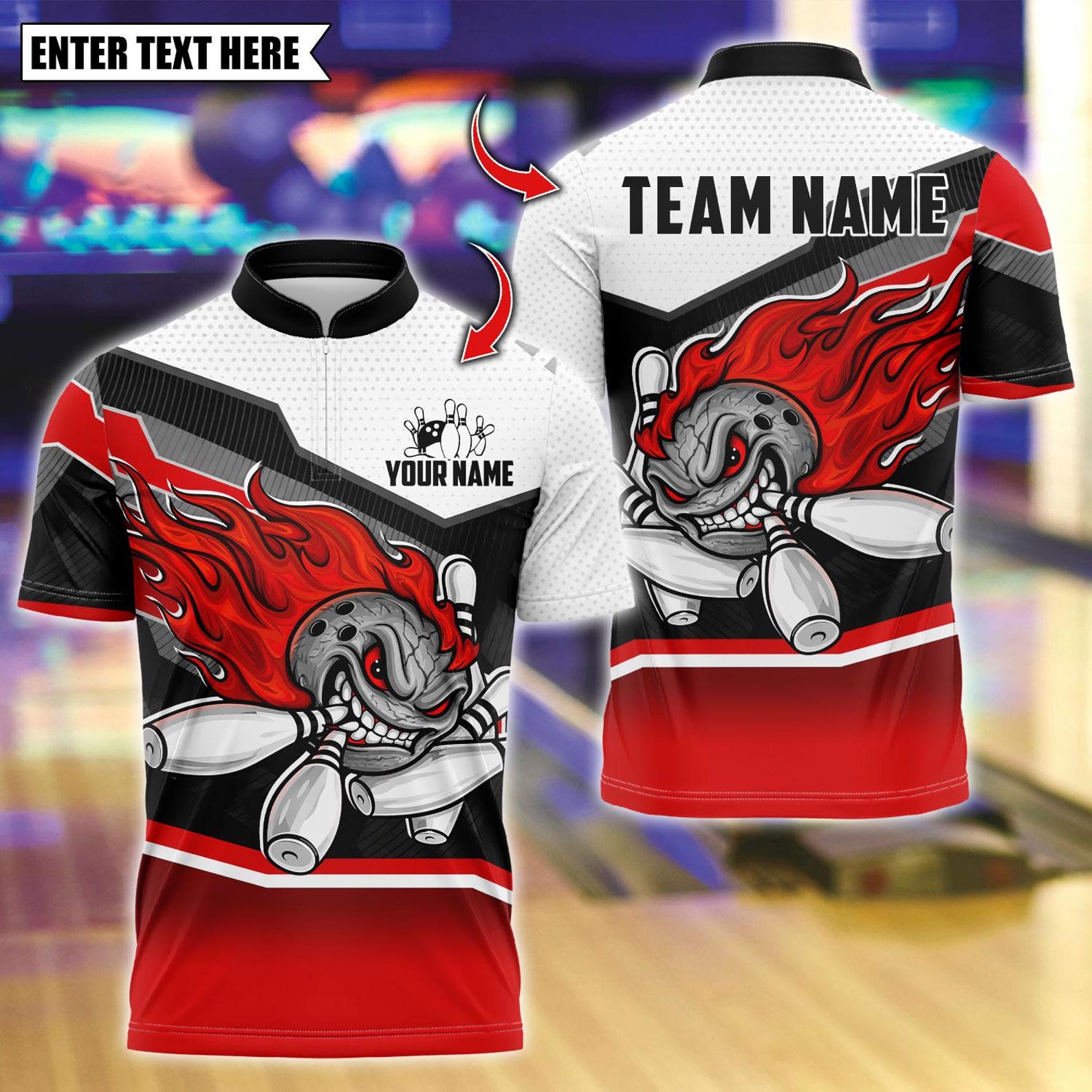 Personalized Bowling Flaming Angry Multicolor Polo Shirt