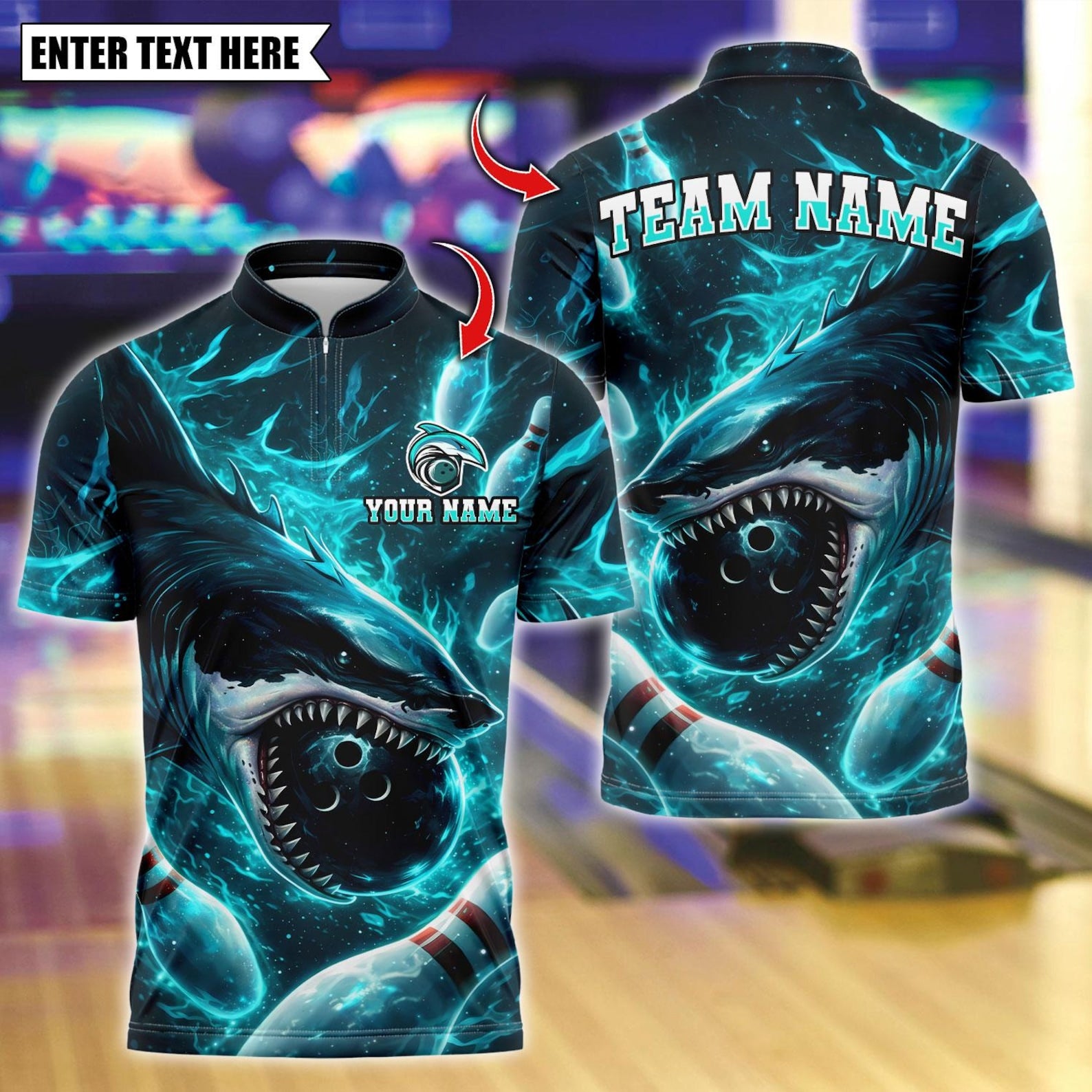 Personalized Bowling Shark Do Do Do Multicolor Polo Shirt