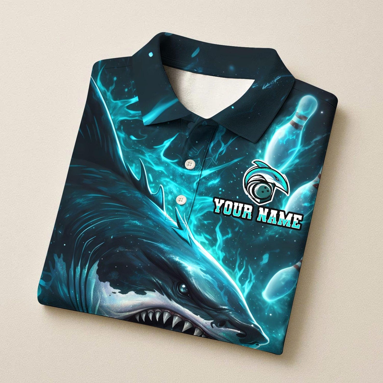 Personalized Bowling Shark Do Do Do Multicolor Polo Shirt