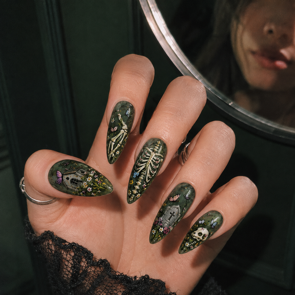 Haunted Garden 3D Handmade Press-On Nails – 6 Design Options