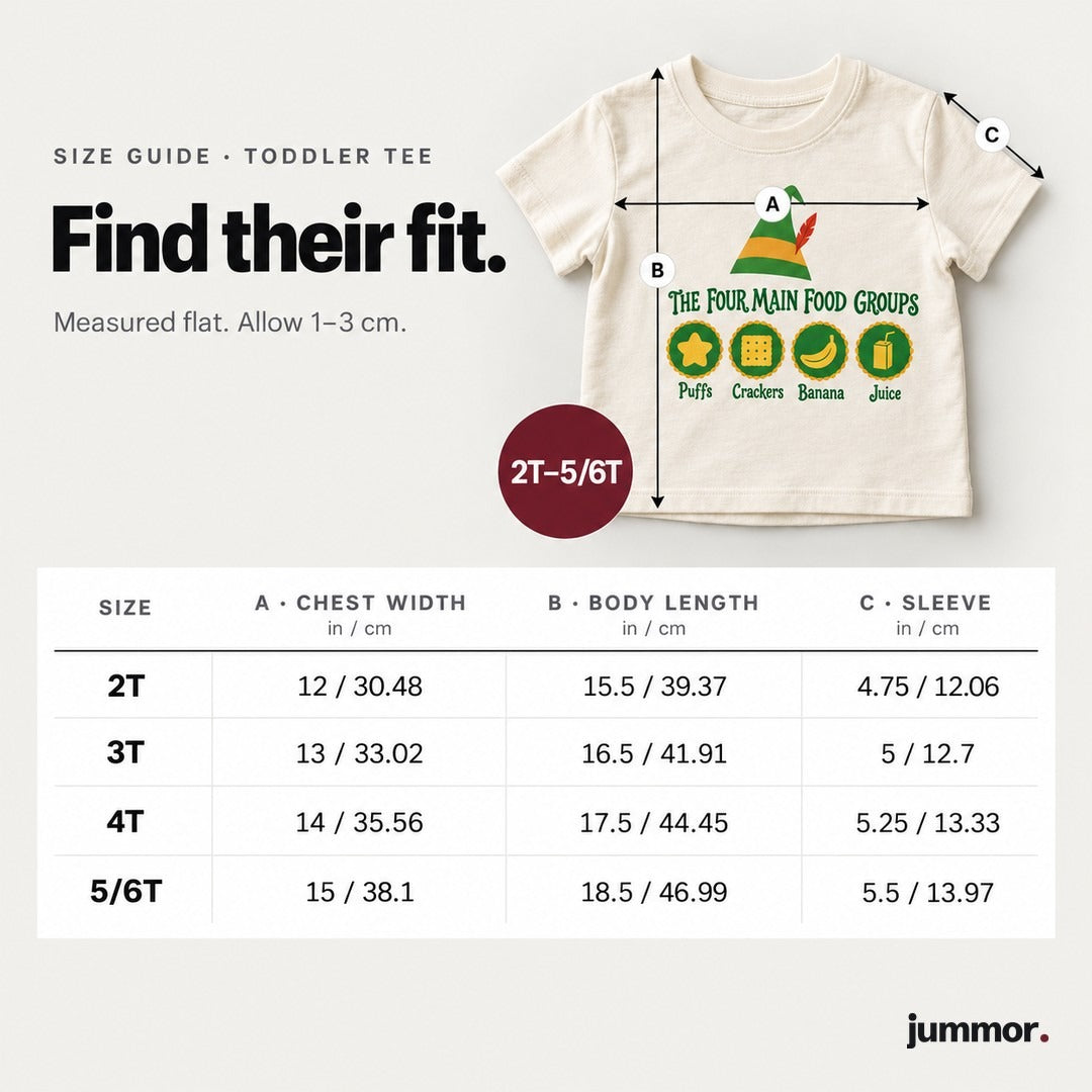 Size guide, toddler tee