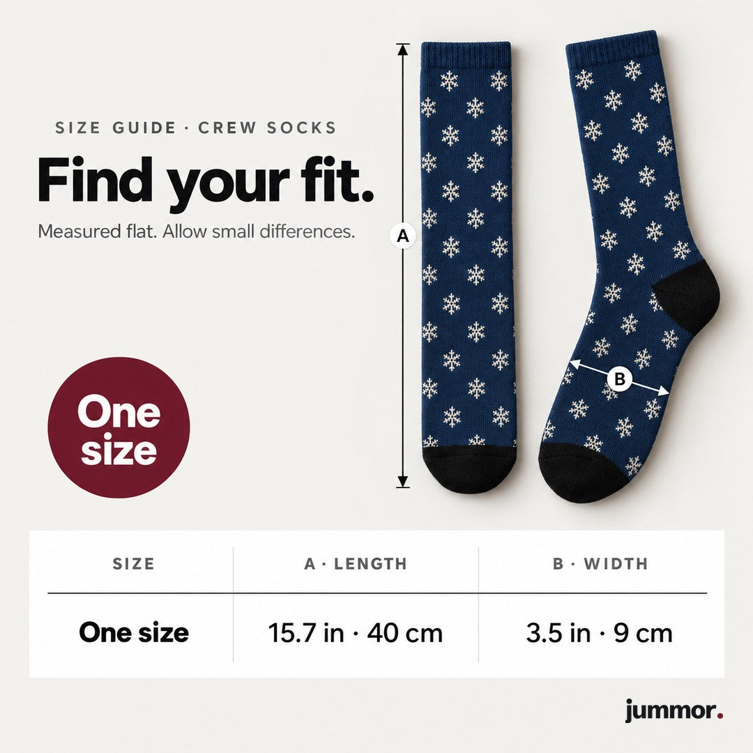 Crew socks size guide, one size 15.7 x 3.5 in