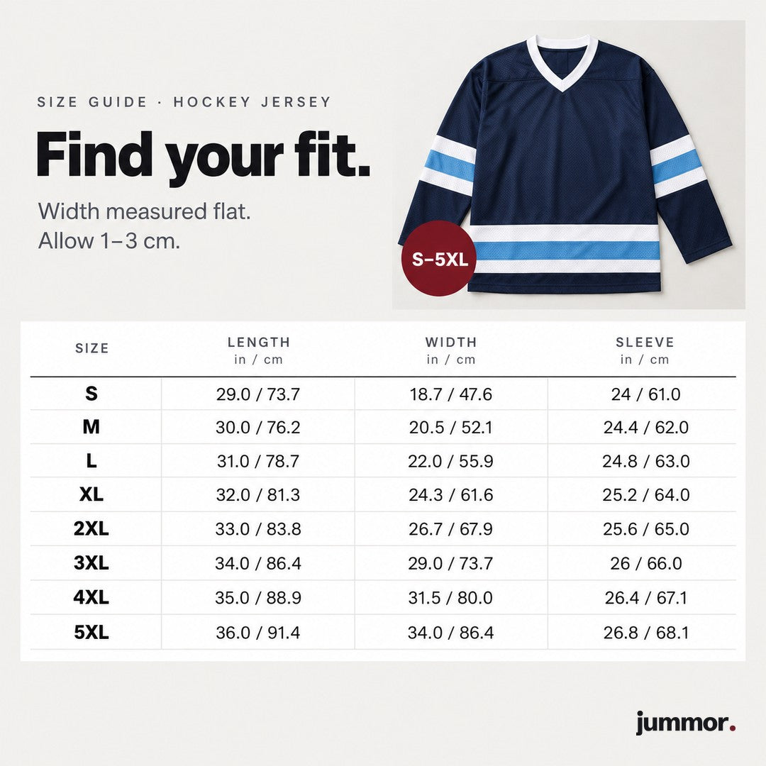 Hockey jersey size guide