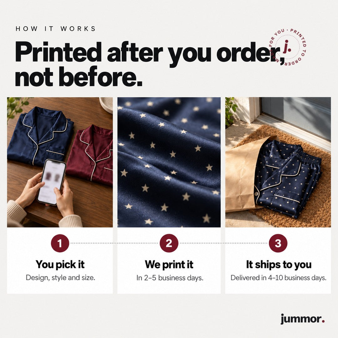 How your satin pajama set is made and shipped