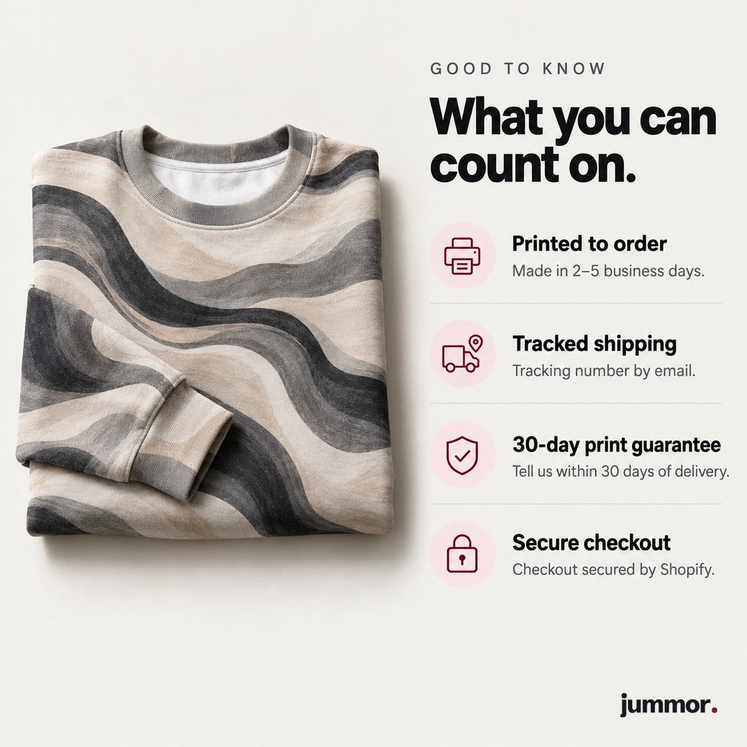 All-over print sweatshirt good to know