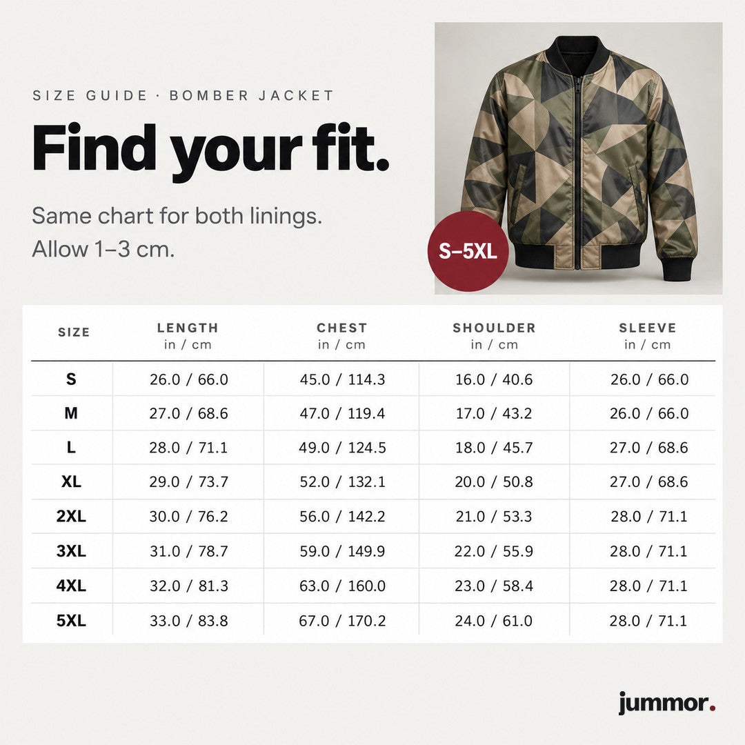 Bomber jacket size guide