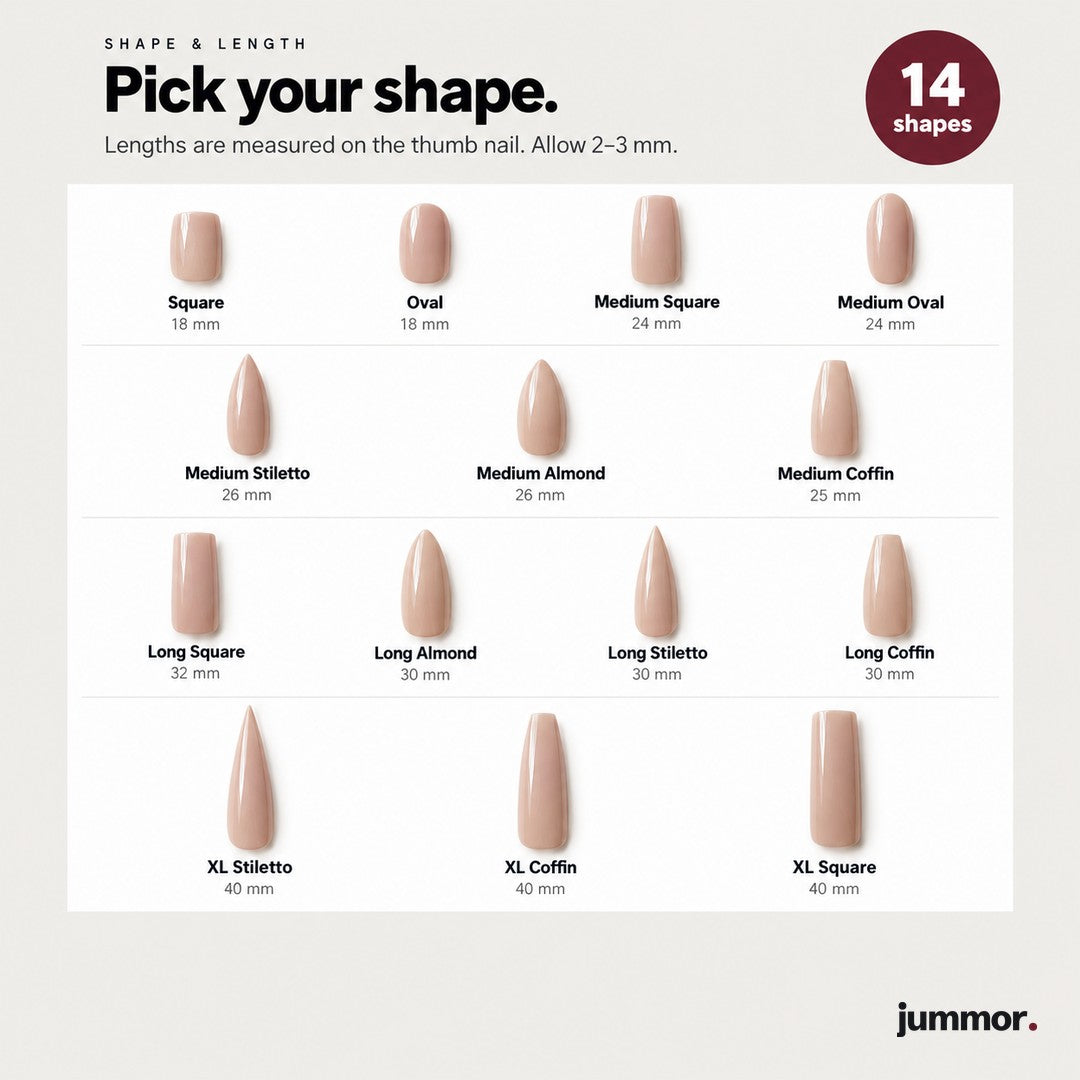 Press-on nails shapes and lengths