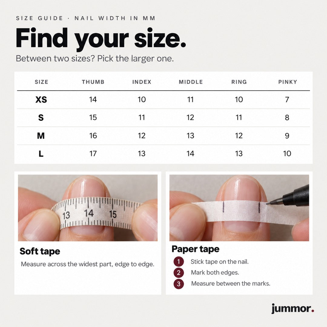 Press-on nails size guide