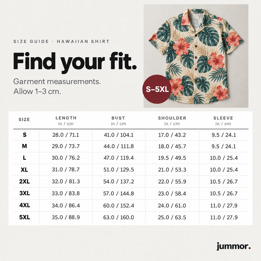 Hawaiian shirt size guide