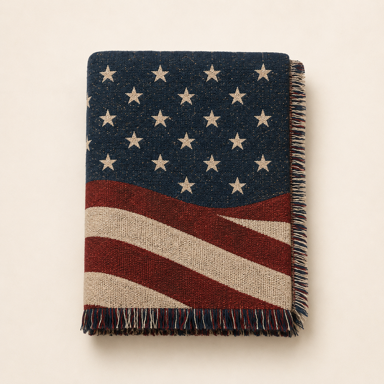 Patriotic Stars and Stripes Vintage Americana Woven Blanket