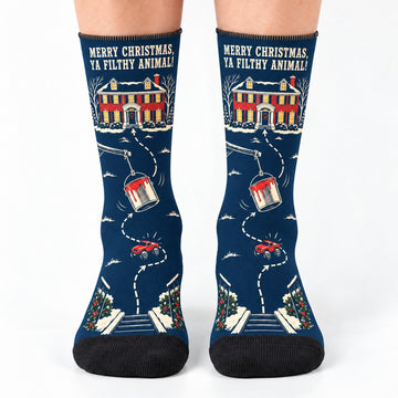 Crew socks front view: Ya Filthy Animal Christmas Crew Socks