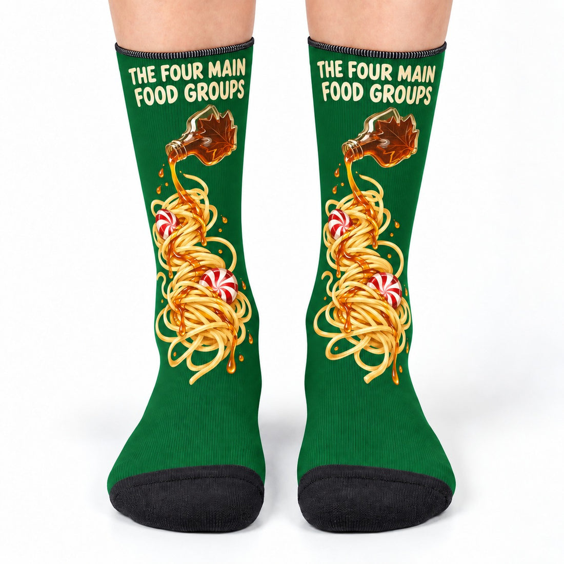 Crew socks front view: The Four Main Food Groups Christmas Crew Socks