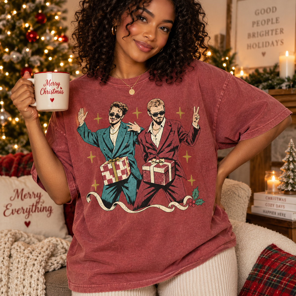 Holiday Gift Box Duo Retro Comedy Christmas T-Shirt