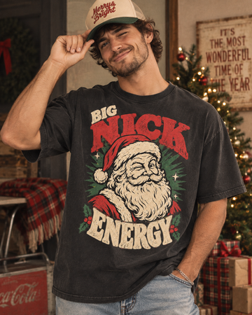 Big Nick Energy Santa Vintage Christmas T-Shirt