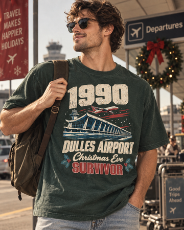 Dulles Airport Christmas Eve Survivor Vintage Graphic T-Shirt