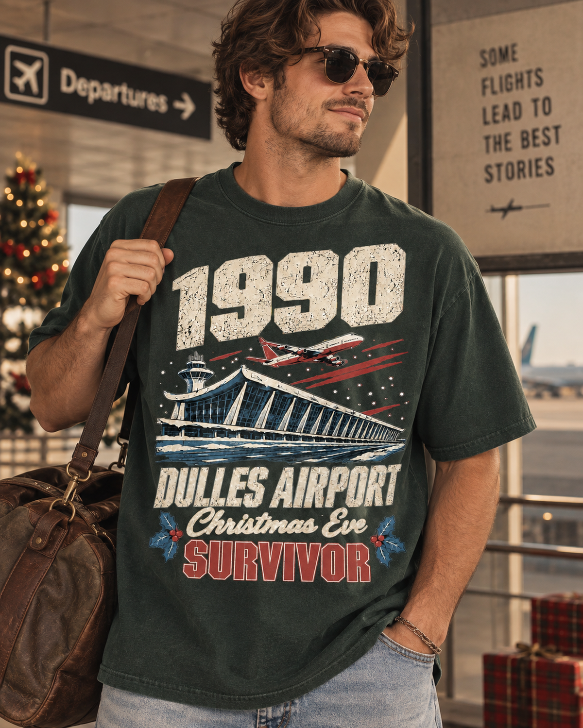 Dulles Airport Christmas Eve Survivor Vintage Graphic T-Shirt